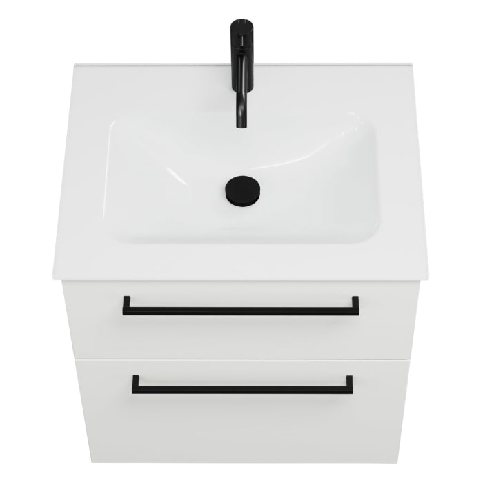 burgbad Eqio Waschtischkombination mit Glaswaschtisch 62 cm, mit Stangengriff G0234