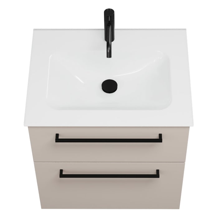 burgbad Eqio Waschtischkombination mit Glaswaschtisch 62 cm, mit Stangengriff G0234