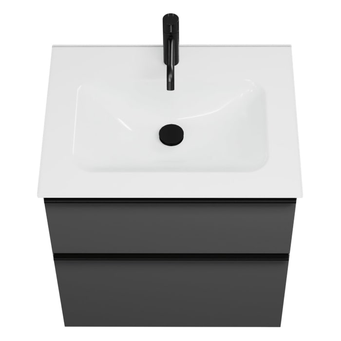 burgbad Eqio Waschtischkombination mit Glaswaschtisch 62 cm, mit Griffleiste G0252