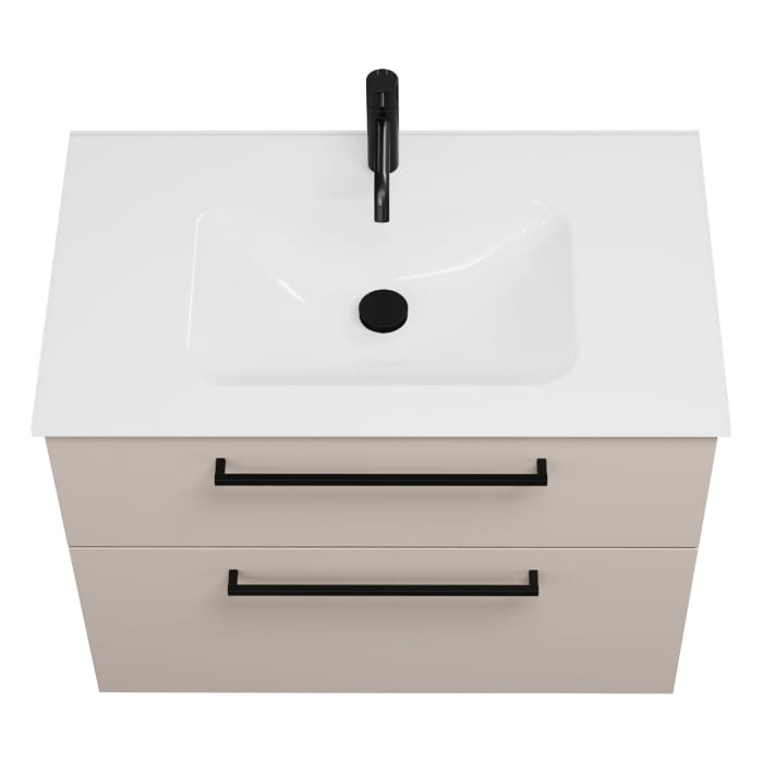 burgbad Eqio Waschtischkombination mit Glaswaschtisch 82 cm, mit Stangengriff G0234