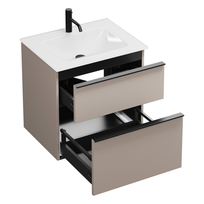 burgbad Eqio Waschtischkombination mit Glaswaschtisch 62 cm, mit Griffleiste G0252