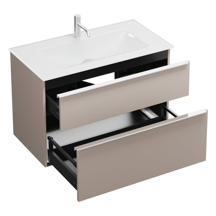 burgbad Eqio Waschtischkombination mit Glaswaschtisch 92 cm, mit Griffleiste G0251