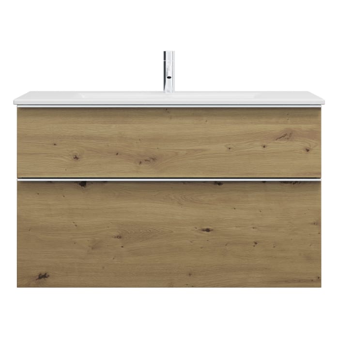 burgbad Eqio Waschtischkombination mit Keramik-Waschtisch Slim, 102 cm, mit Griffleiste G0251