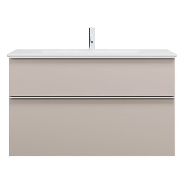 burgbad Eqio Waschtischkombination mit Keramik-Waschtisch Slim, 102 cm, mit Griffleiste G0251