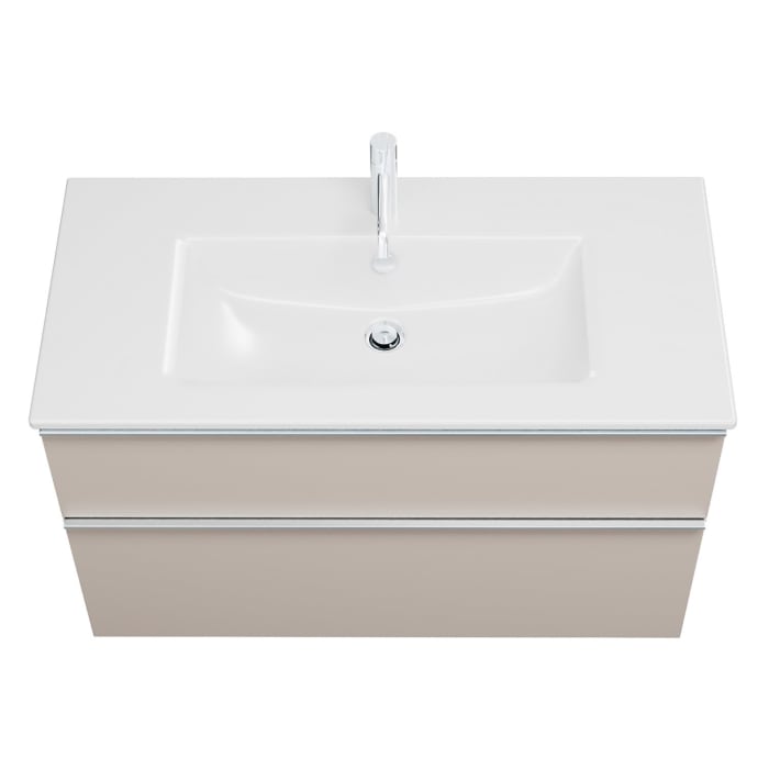 burgbad Eqio Waschtischkombination mit Keramik-Waschtisch Slim, 102 cm, mit Griffleiste G0251