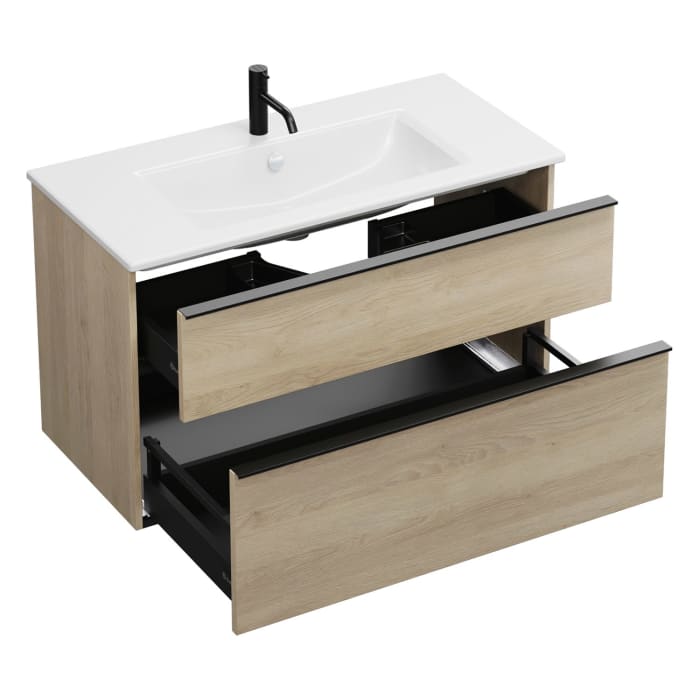 burgbad Eqio Waschtischkombination mit Keramik-Waschtisch Slim, 102 cm, mit Griffleiste G0252