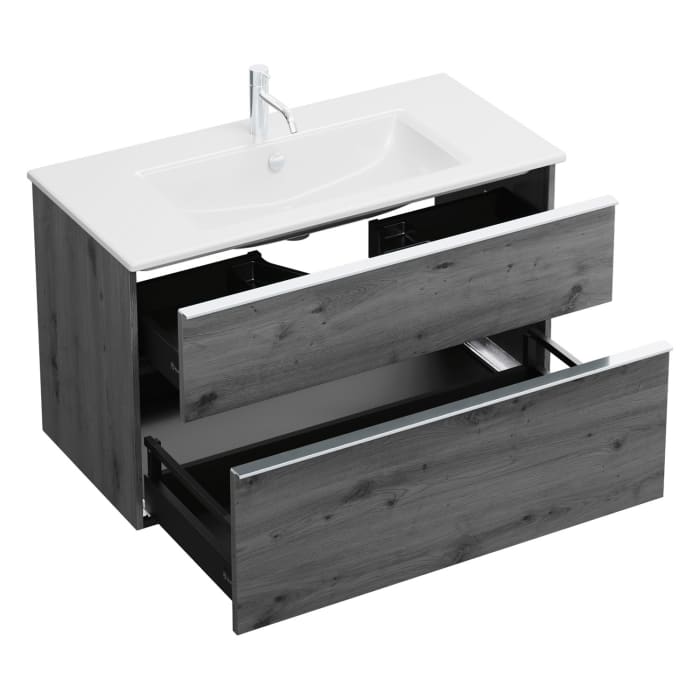 burgbad Eqio Waschtischkombination mit Keramik-Waschtisch Slim, 102 cm, mit Griffleiste G0251