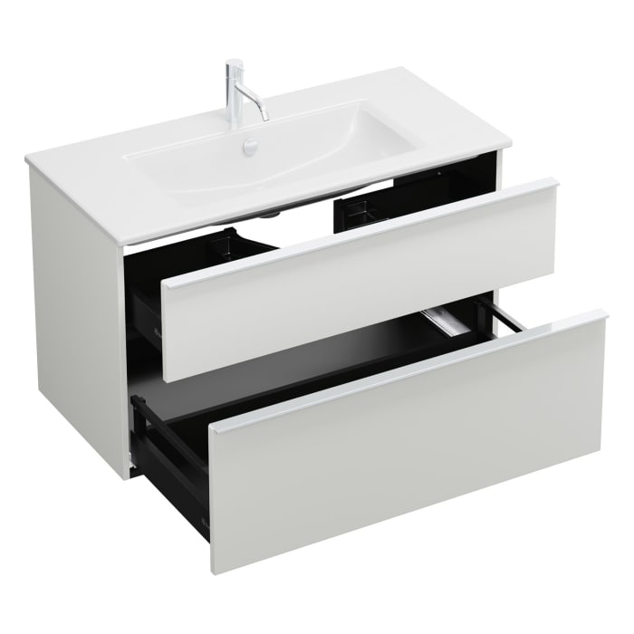 burgbad Eqio Waschtischkombination mit Keramik-Waschtisch Slim, 102 cm, mit Griffleiste G0251