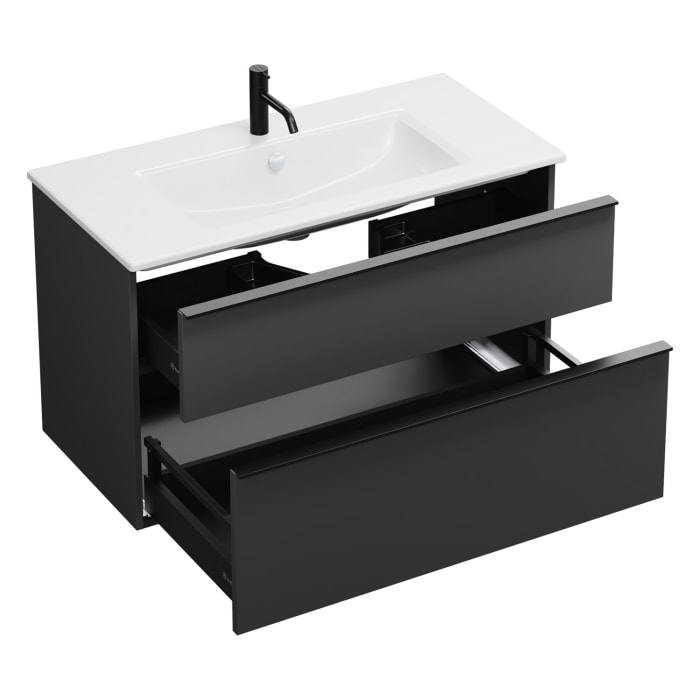 burgbad Eqio Waschtischkombination mit Keramik-Waschtisch Slim, 102 cm, mit Griffleiste G0252