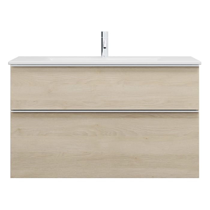 burgbad Eqio Waschtischkombination mit Keramik-Waschtisch Slim, 102 cm, mit Griffleiste G0251