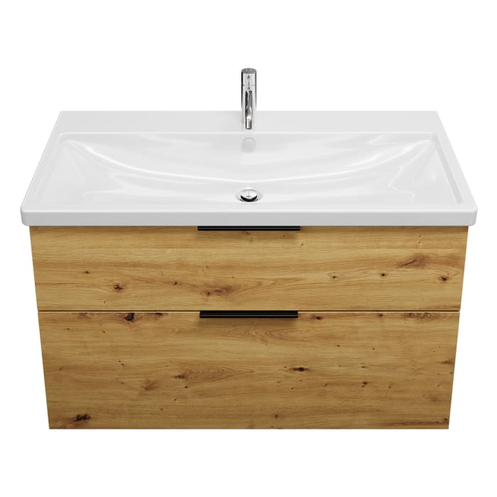 burgbad Eqio Waschtischkombination mit Keramik-Waschtisch, 103 cm, mit Griff G0200