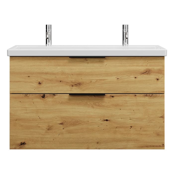 burgbad Eqio Waschtischkombination mit Keramik-Waschtisch, 103 cm, mit Griff G0200