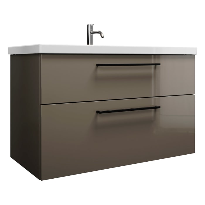 burgbad Eqio Waschtischkombination mit Keramik-Waschtisch, 103 cm, mit Stangengriff G0234