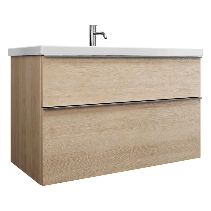 burgbad Eqio Waschtischkombination mit Keramik-Waschtisch, 103 cm, mit Griffleiste G0251