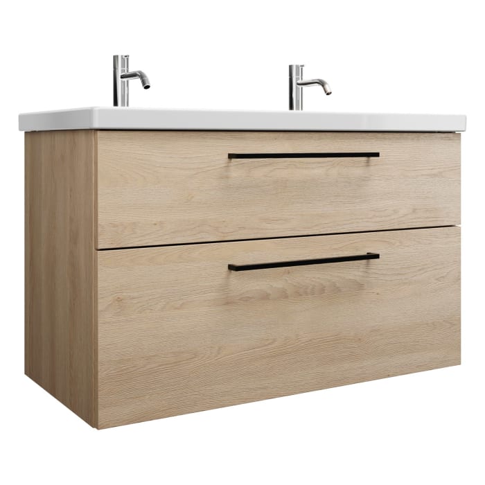 burgbad Eqio Waschtischkombination mit Keramik-Waschtisch, 103 cm, mit Stangengriff G0234