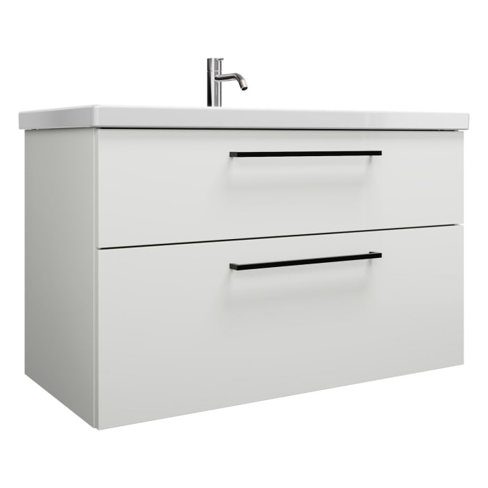 burgbad Eqio Waschtischkombination mit Keramik-Waschtisch, 103 cm, mit Stangengriff G0234