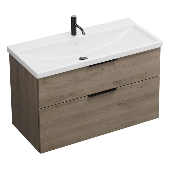 burgbad Eqio Waschtischkombination mit Keramik-Waschtisch, 103 cm, mit Griff G0200