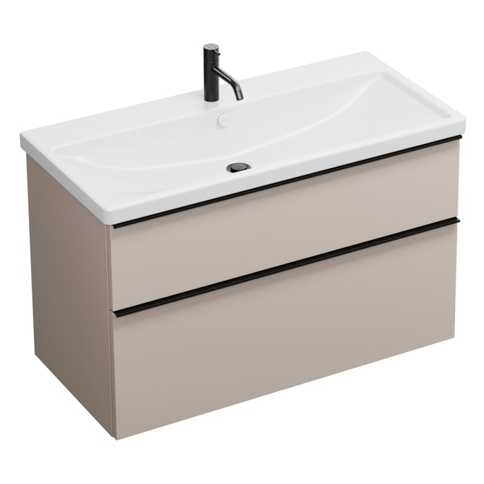 burgbad Eqio Waschtischkombination mit Keramik-Waschtisch, 103 cm, mit Griffleiste G0252