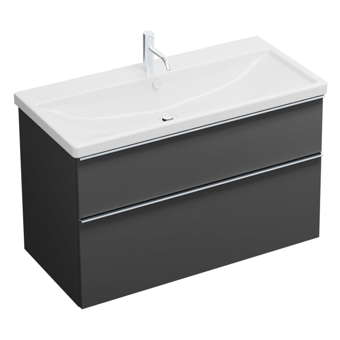 burgbad Eqio Waschtischkombination mit Keramik-Waschtisch, 103 cm, mit Griffleiste G0251