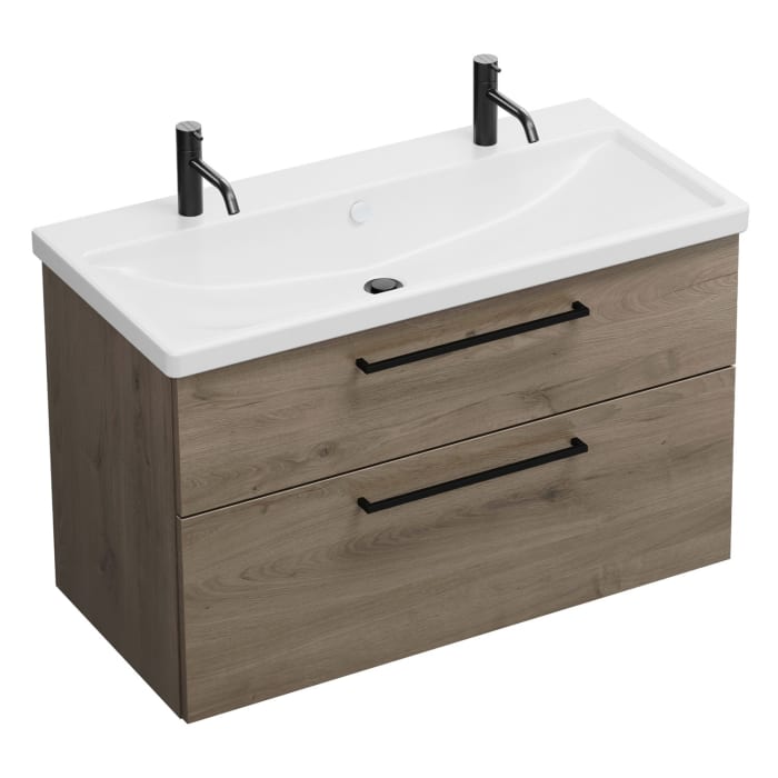 burgbad Eqio Waschtischkombination mit Keramik-Waschtisch, 103 cm, mit Stangengriff G0234