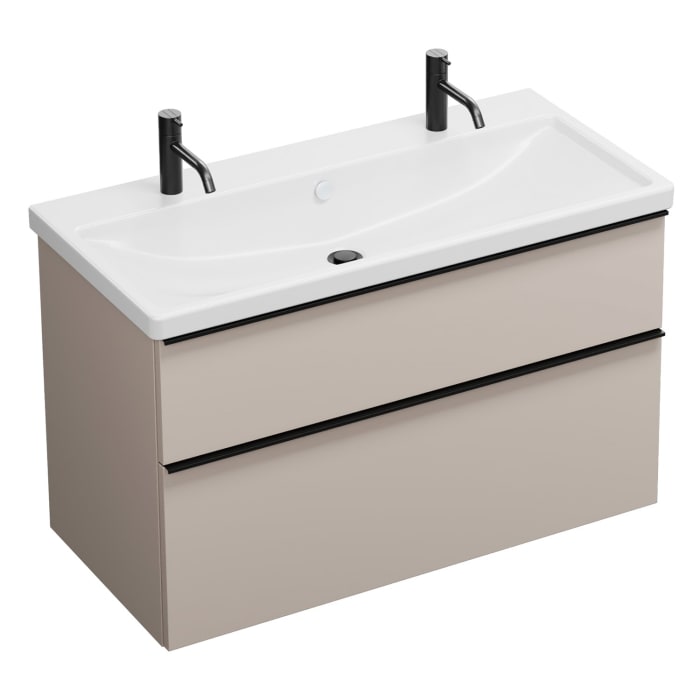 burgbad Eqio Waschtischkombination mit Keramik-Waschtisch, 103 cm, mit Griffleiste G0252