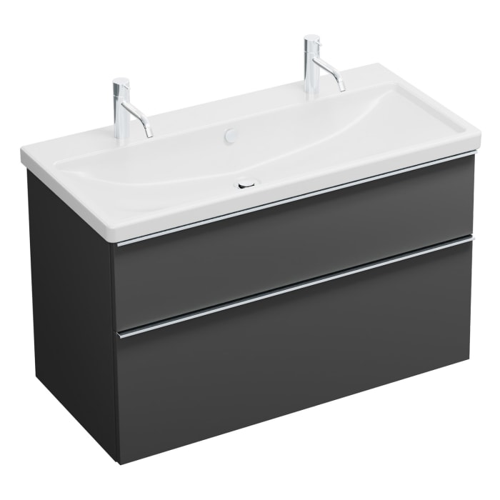 burgbad Eqio Waschtischkombination mit Keramik-Waschtisch, 103 cm, mit Griffleiste G0251