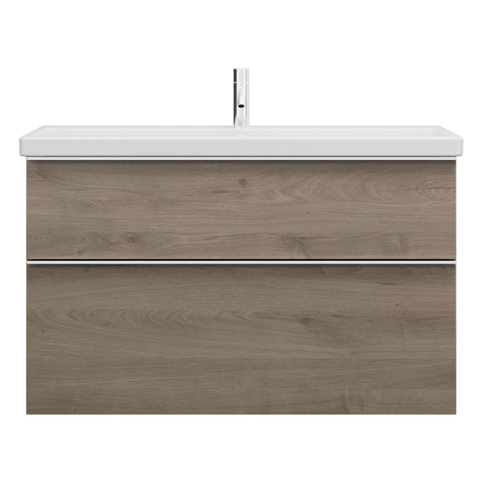 burgbad Eqio Waschtischkombination mit Keramik-Waschtisch, 103 cm, mit Griffleiste G0251