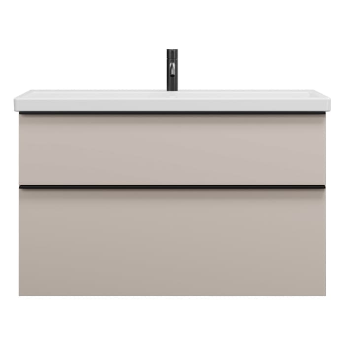 burgbad Eqio Waschtischkombination mit Keramik-Waschtisch, 103 cm, mit Griffleiste G0252