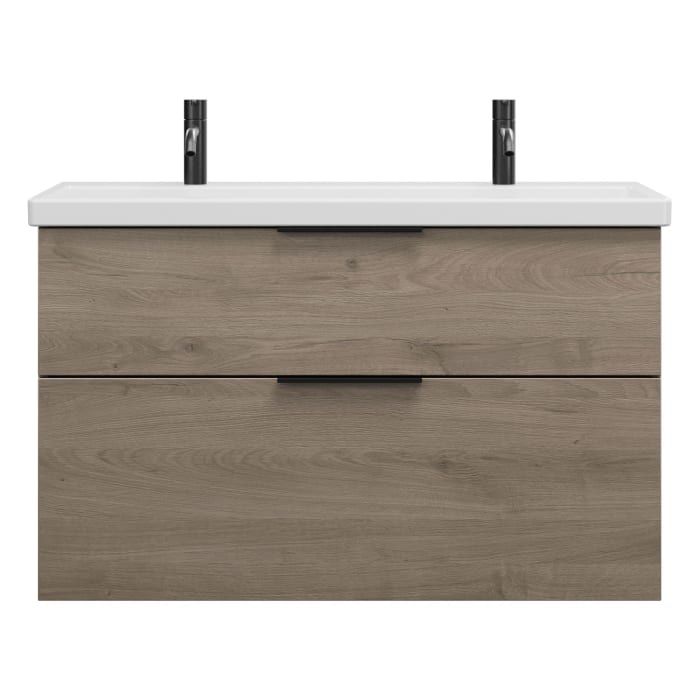 burgbad Eqio Waschtischkombination mit Keramik-Waschtisch, 103 cm, mit Griff G0200