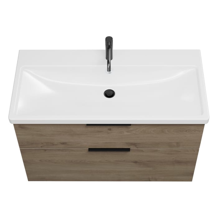 burgbad Eqio Waschtischkombination mit Keramik-Waschtisch, 103 cm, mit Griff G0200