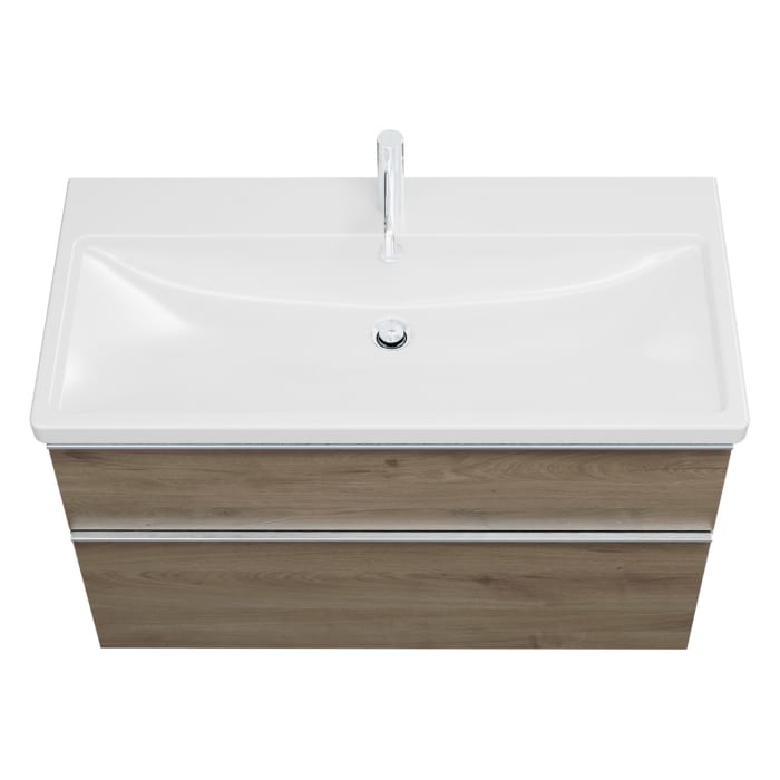 burgbad Eqio Waschtischkombination mit Keramik-Waschtisch, 103 cm, mit Griffleiste G0251