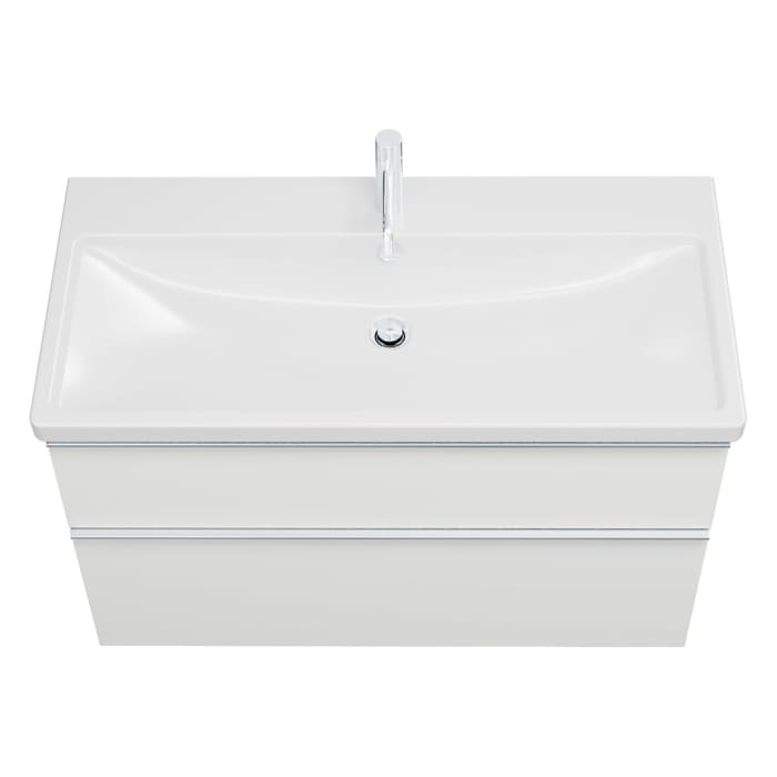 burgbad Eqio Waschtischkombination mit Keramik-Waschtisch, 103 cm, mit Griffleiste G0251