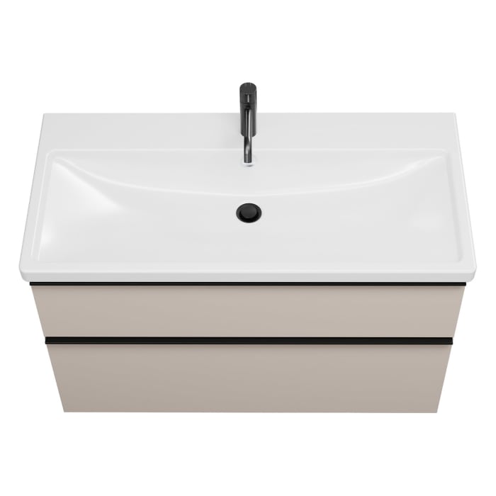 burgbad Eqio Waschtischkombination mit Keramik-Waschtisch, 103 cm, mit Griffleiste G0252