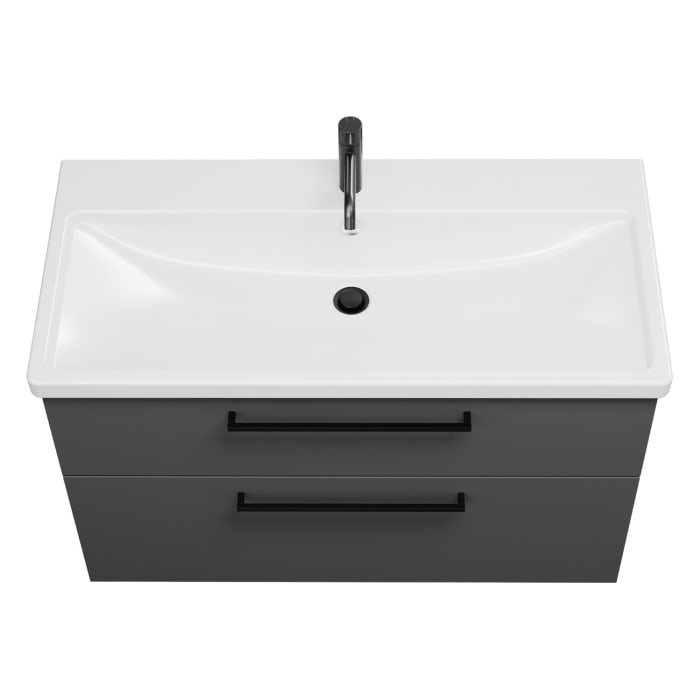 burgbad Eqio Waschtischkombination mit Keramik-Waschtisch, 103 cm, mit Stangengriff G0234