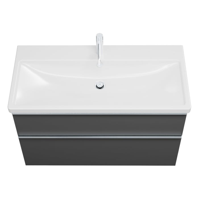 burgbad Eqio Waschtischkombination mit Keramik-Waschtisch, 103 cm, mit Griffleiste G0251