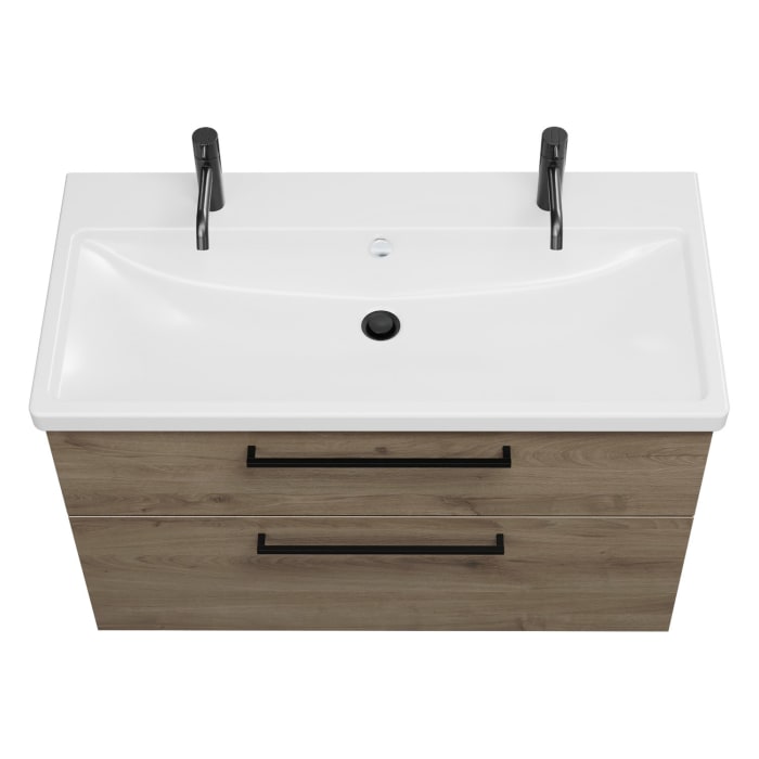 burgbad Eqio Waschtischkombination mit Keramik-Waschtisch, 103 cm, mit Stangengriff G0234