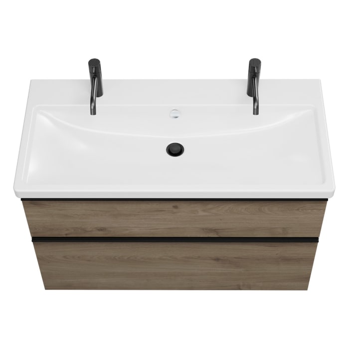 burgbad Eqio Waschtischkombination mit Keramik-Waschtisch, 103 cm, mit Griffleiste G0252