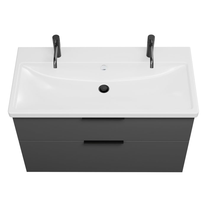 burgbad Eqio Waschtischkombination mit Keramik-Waschtisch, 103 cm, mit Griff G0200