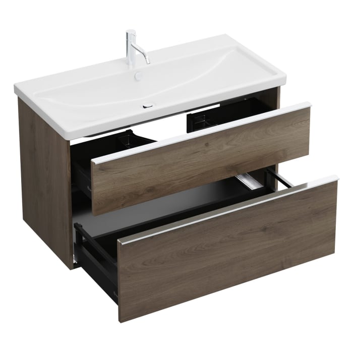 burgbad Eqio Waschtischkombination mit Keramik-Waschtisch, 103 cm, mit Griffleiste G0251