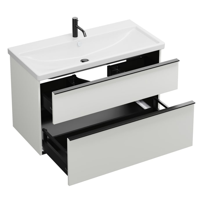 burgbad Eqio Waschtischkombination mit Keramik-Waschtisch, 103 cm, mit Griffleiste G0252