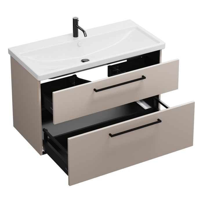 burgbad Eqio Waschtischkombination mit Keramik-Waschtisch, 103 cm, mit Stangengriff G0234