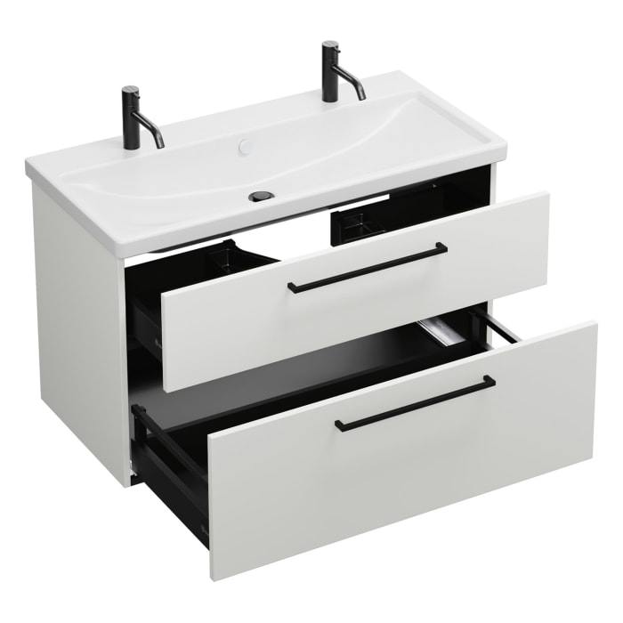 burgbad Eqio Waschtischkombination mit Keramik-Waschtisch, 103 cm, mit Stangengriff G0234