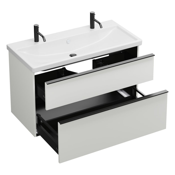 burgbad Eqio Waschtischkombination mit Keramik-Waschtisch, 103 cm, mit Griffleiste G0252