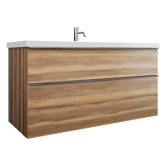 burgbad Eqio Waschtischkombination mit Keramik-Waschtisch, 123 cm, mit Griffleiste G0251