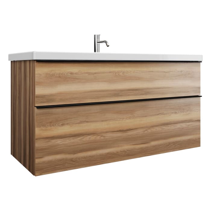 burgbad Eqio Waschtischkombination mit Keramik-Waschtisch, 123 cm, mit Griffleiste G0252