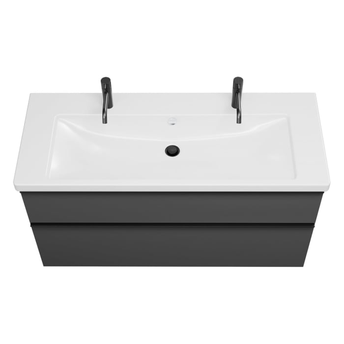 burgbad Eqio Waschtischkombination mit Keramik-Waschtisch, 123 cm, mit Griffleiste G0252