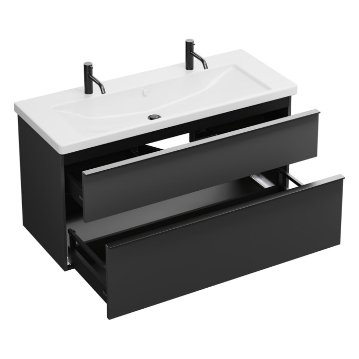 burgbad Eqio Waschtischkombination mit Keramik-Waschtisch, 123 cm, mit Griffleiste G0252