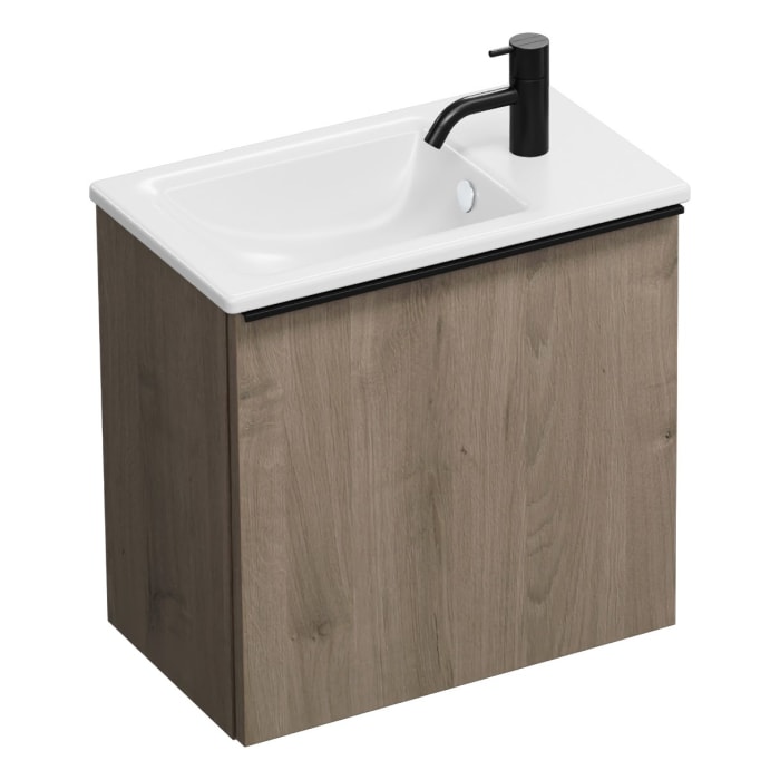 burgbad Eqio Waschtischkombination mit Keramik-Waschtisch Slim, 52 cm, mit Griffleiste G0252