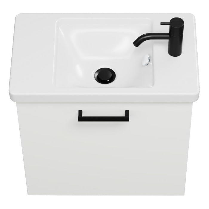 burgbad Eqio Waschtischkombination mit Keramik-Waschtisch, 53 cm, mit Stangengriff G0234