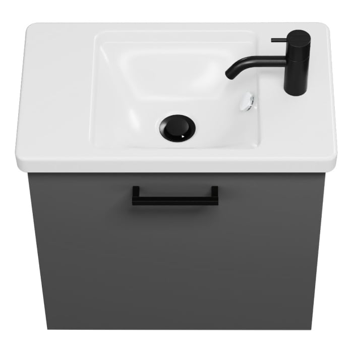 burgbad Eqio Waschtischkombination mit Keramik-Waschtisch, 53 cm, mit Stangengriff G0234